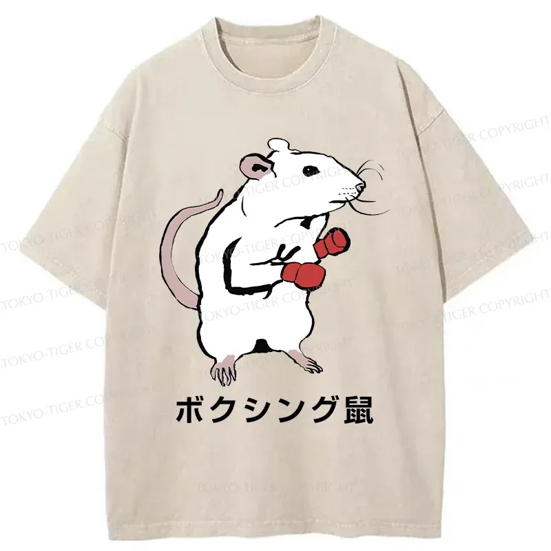 Tokyo-Tiger Boxing Mouse Washed T-Shirt