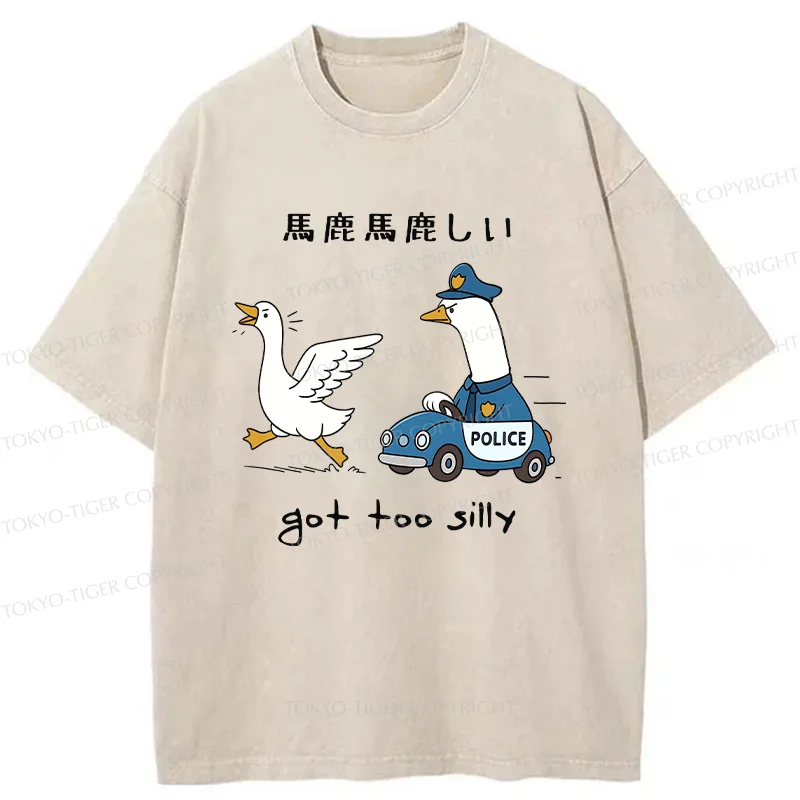Tokyo-Tiger Stupid Geese Chasing Washed T-Shirt