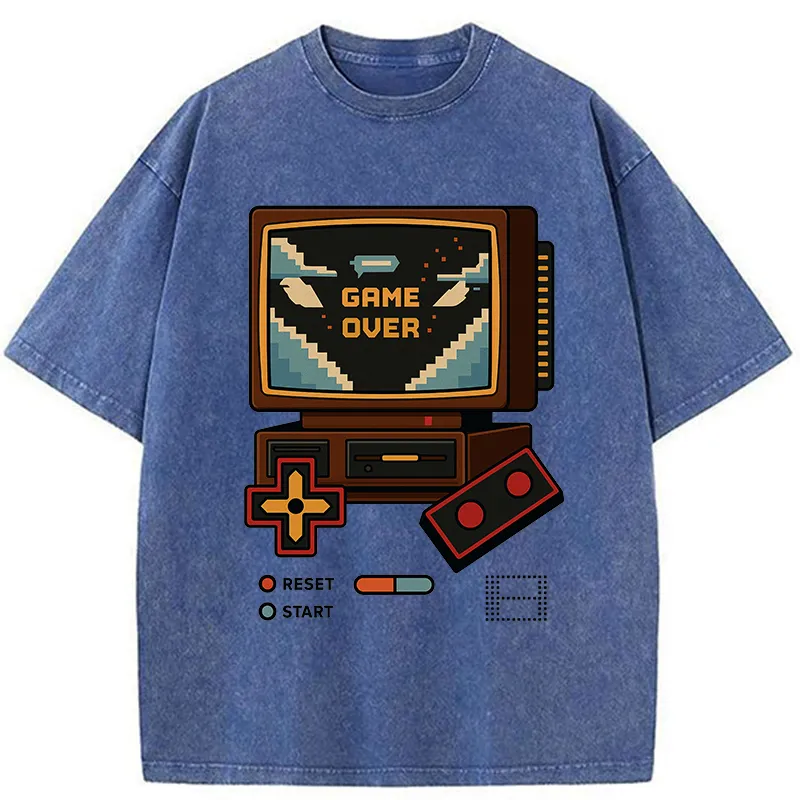 Tokyo-Tiger Retro Game Over Washed T-Shirt