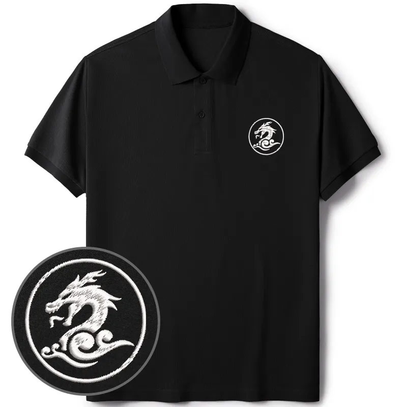 Tokyo-Tiger Dragon Totem Embroidered Polo T-Shirt