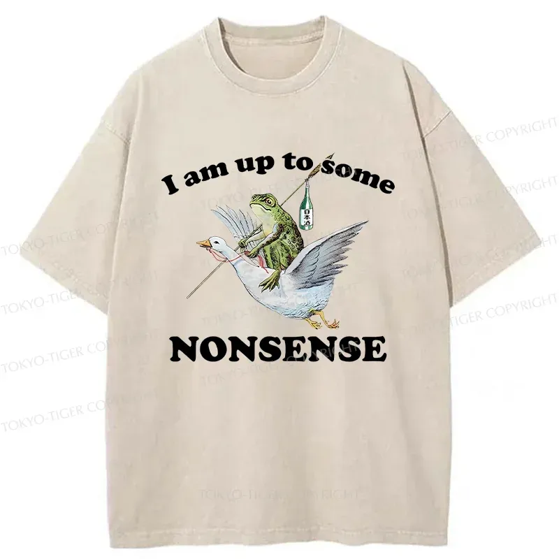 Tokyo-Tiger Frog Riding A Goose Washed T-Shirt