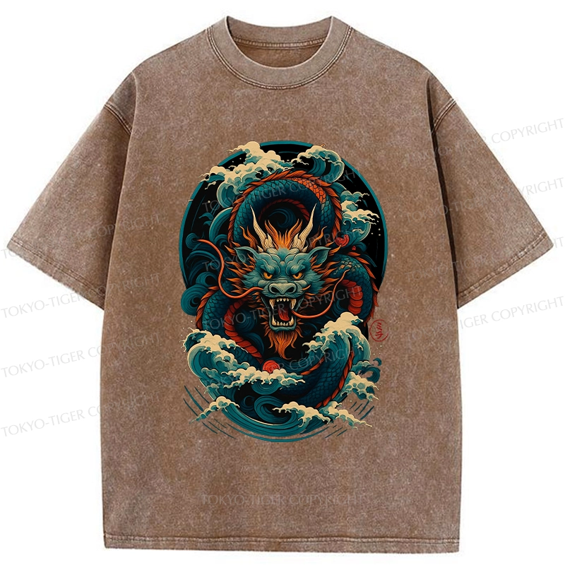Tokyo-Tiger Dragon Of The Roaring Waves Washed T-Shirt