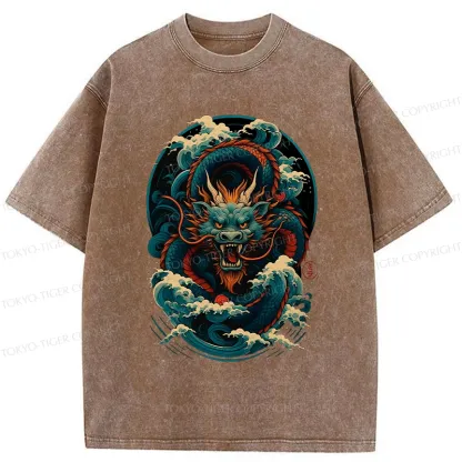 Tokyo-Tiger Dragon Of The Roaring Waves Washed T-Shirt