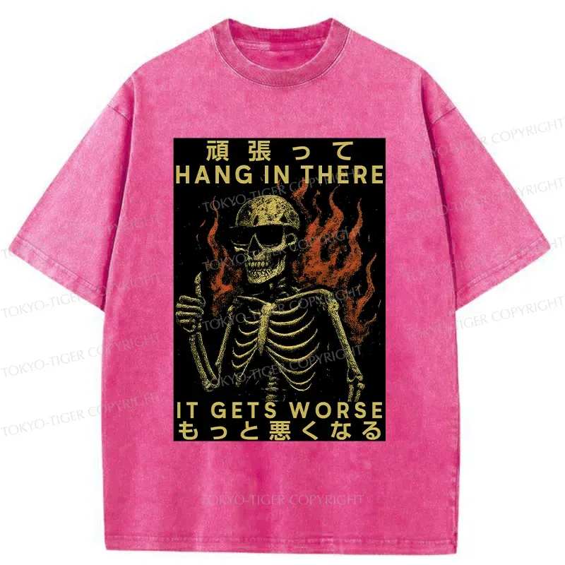 Tokyo-Tiger Skeletons Who Encourage Others Washed T-Shirt