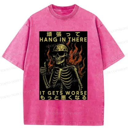 Tokyo-Tiger Skeletons Who Encourage Others Washed T-Shirt