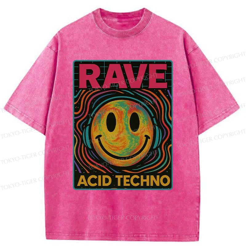 Tokyo-Tiger Rave Music Washed T-Shirt