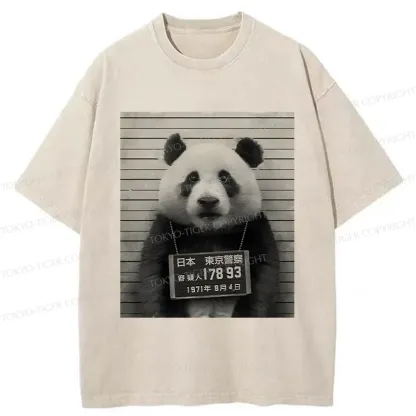 Tokyo-Tiger Arrested Panda Washed T-Shirt