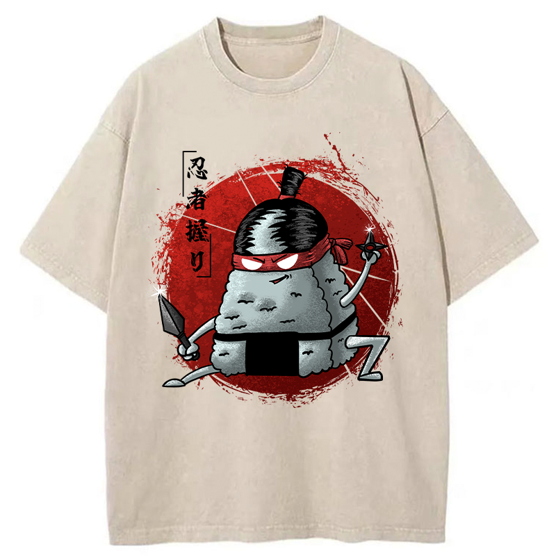 Tokyo-Tiger Rice Ball Ninja Washed T-Shirt