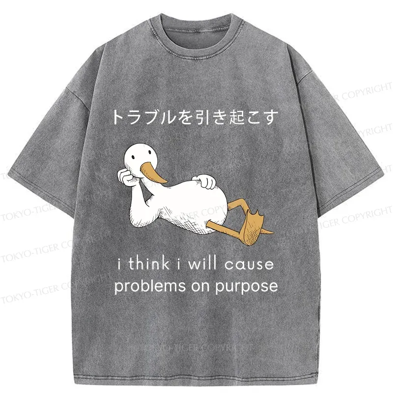 Tokyo-Tiger Goose Causing Trouble Washed T-Shirt