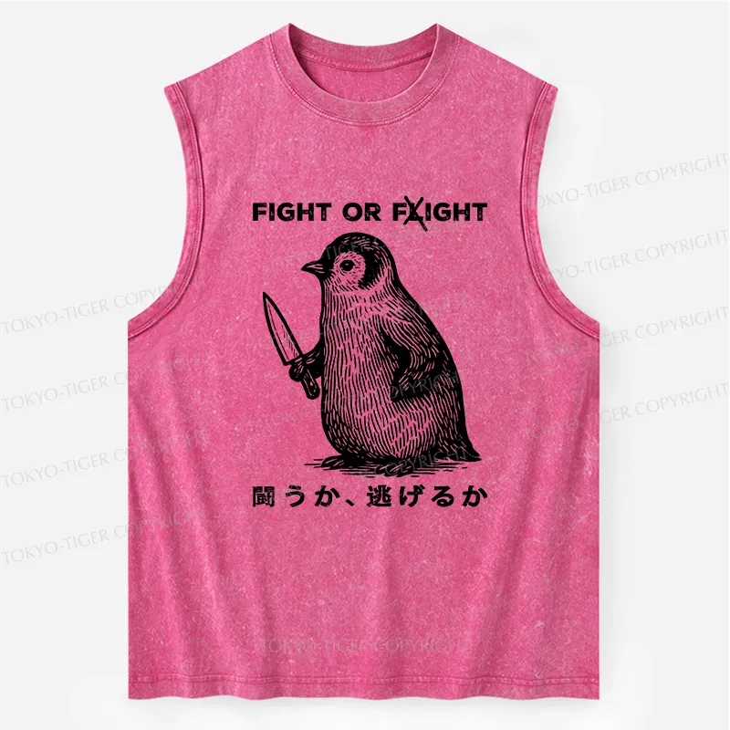 Tokyo-Tiger Funny Fight Or Flight Washed Tank