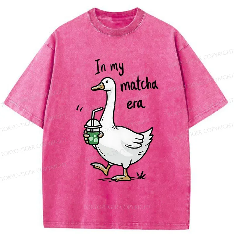 Tokyo-Tiger Goose Drinking Matcha Washed T-Shirt