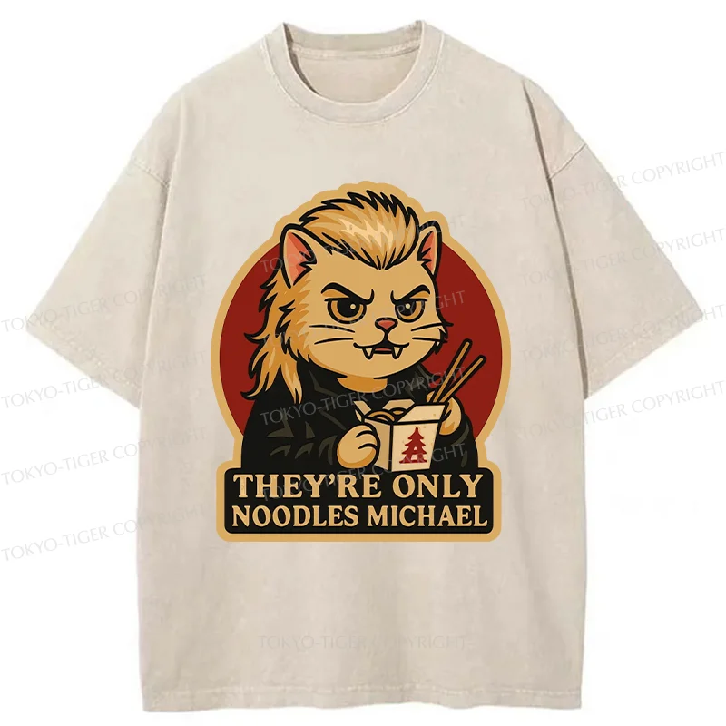 Tokyo-Tiger Vampire Eating Ramen Washed T-Shirt
