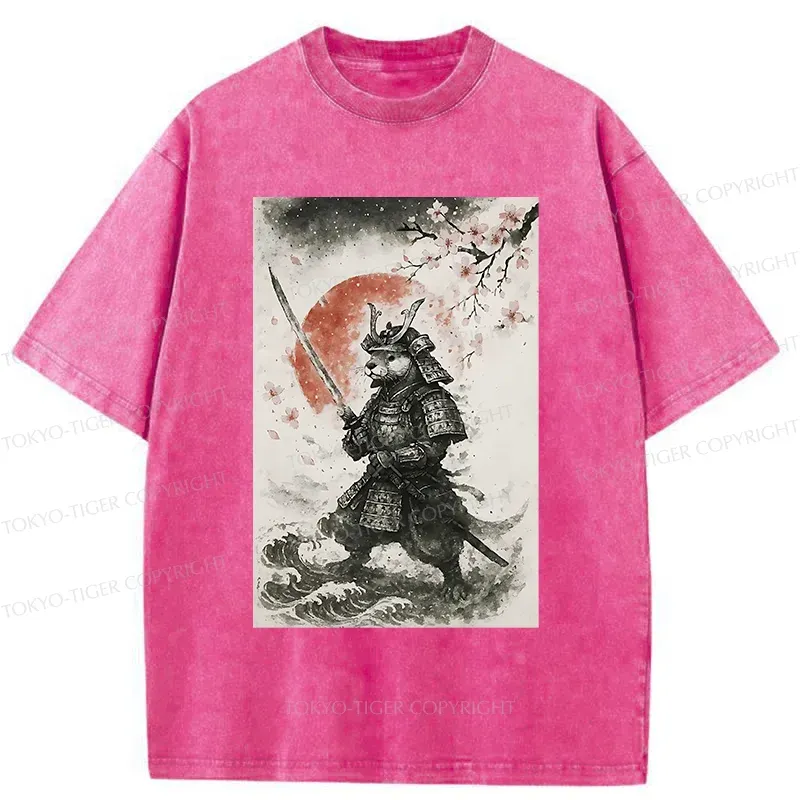 Tokyo-Tiger Otter Samurai Washed T-Shirt