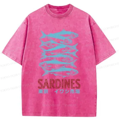 Tokyo-Tiger Vintage Sardines Market Washed T-Shirt