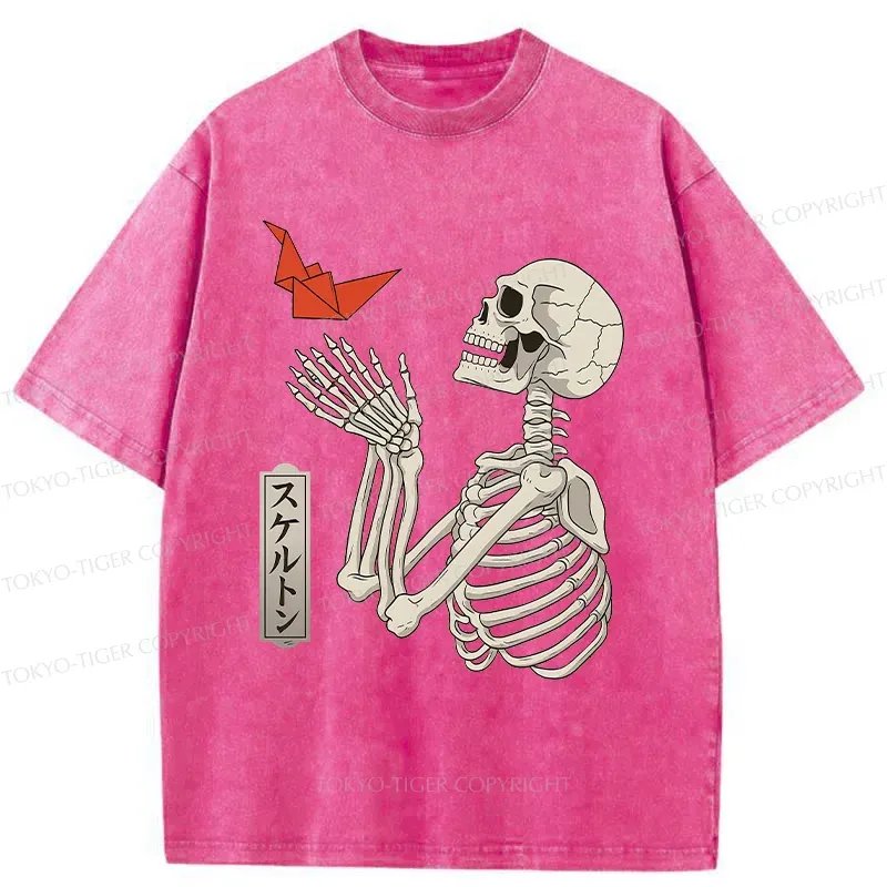 Tokyo-Tiger Flying Paper Cranes Washed T-Shirt