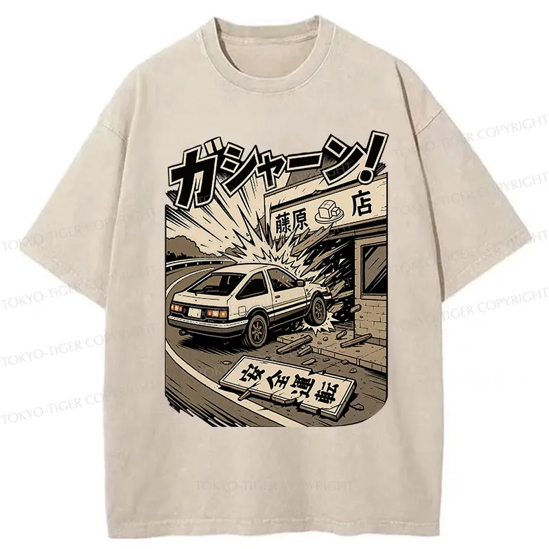 Tokyo-Tiger The Car That Collided Washed T-Shirt