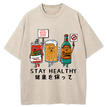Tokyo-Tiger Stay Healthy Washed T-Shirt