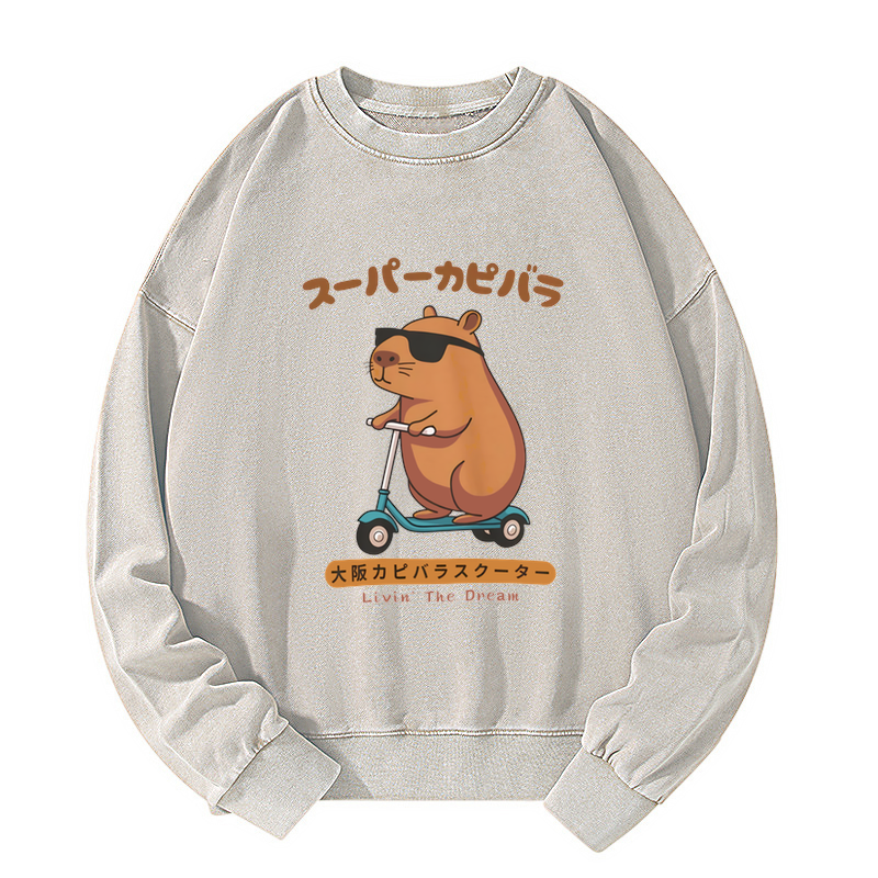 Tokyo-Tiger Osaka Capybara Scooter Washed Sweatshirt