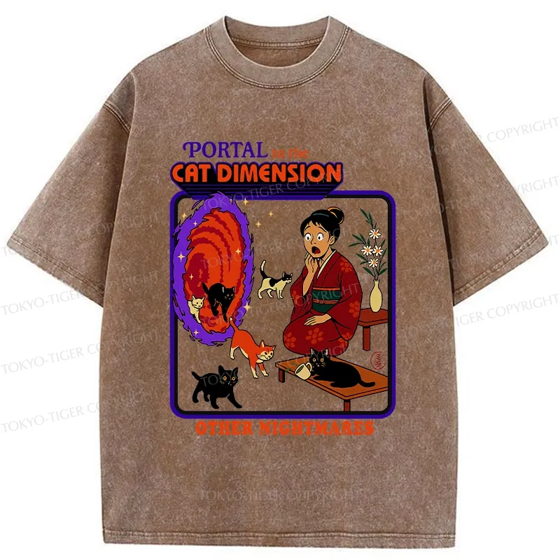 Tokyo-Tiger Portal To The Cat Dimension Washed T-Shirt