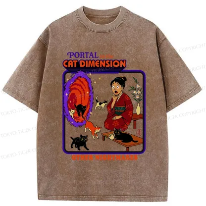 Tokyo-Tiger Portal To The Cat Dimension Washed T-Shirt