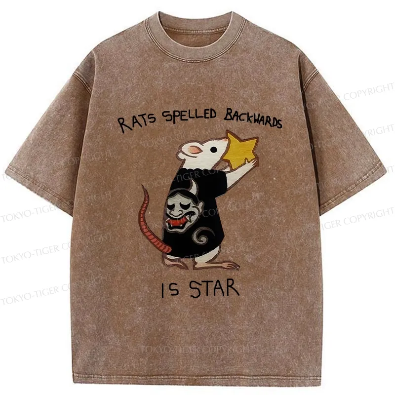 Tokyo-Tiger Rats Spelled Backwards Is Star Funny Washed T-Shirt