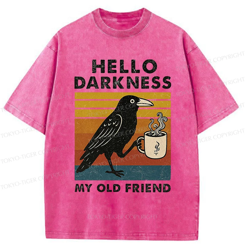 Tokyo-Tiger Crow Drinking Coffee Washed T-Shirt