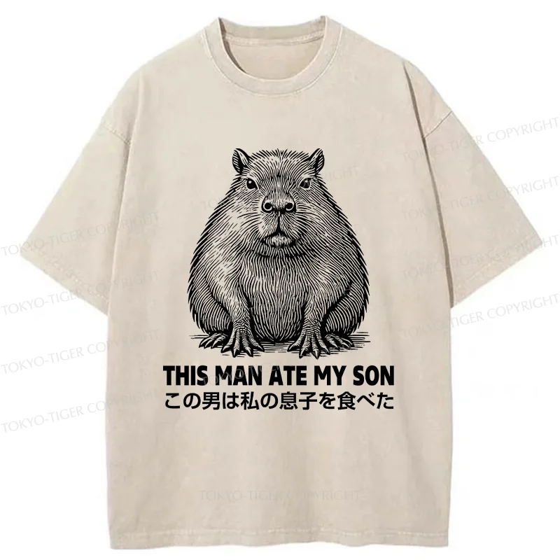 Tokyo-Tiger Sluggish Capybara Washed T-Shirt