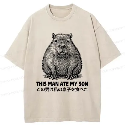Tokyo-Tiger Sluggish Capybara Washed T-Shirt