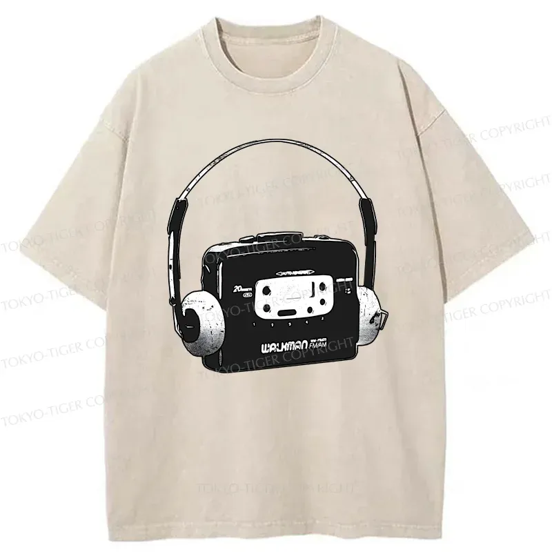 Tokyo-Tiger Retro Walkman Washed T-Shirt