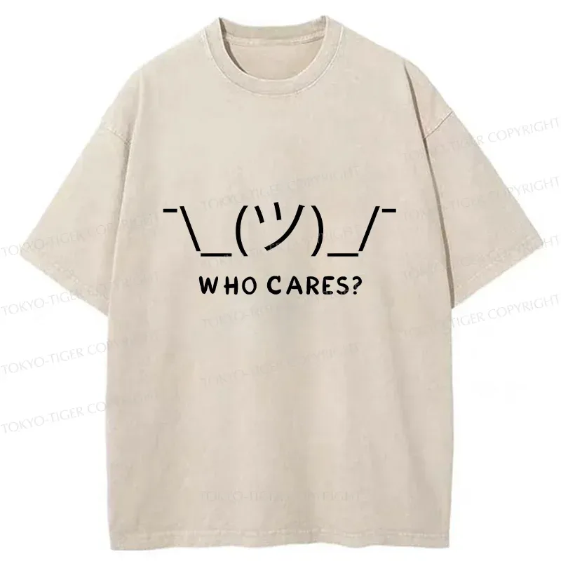 Tokyo-Tiger Text Emoticon Washed T-Shirt
