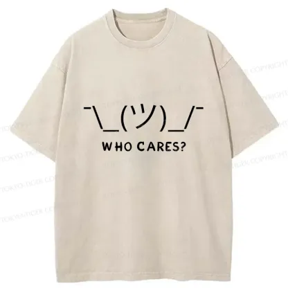 Tokyo-Tiger Text Emoticon Washed T-Shirt