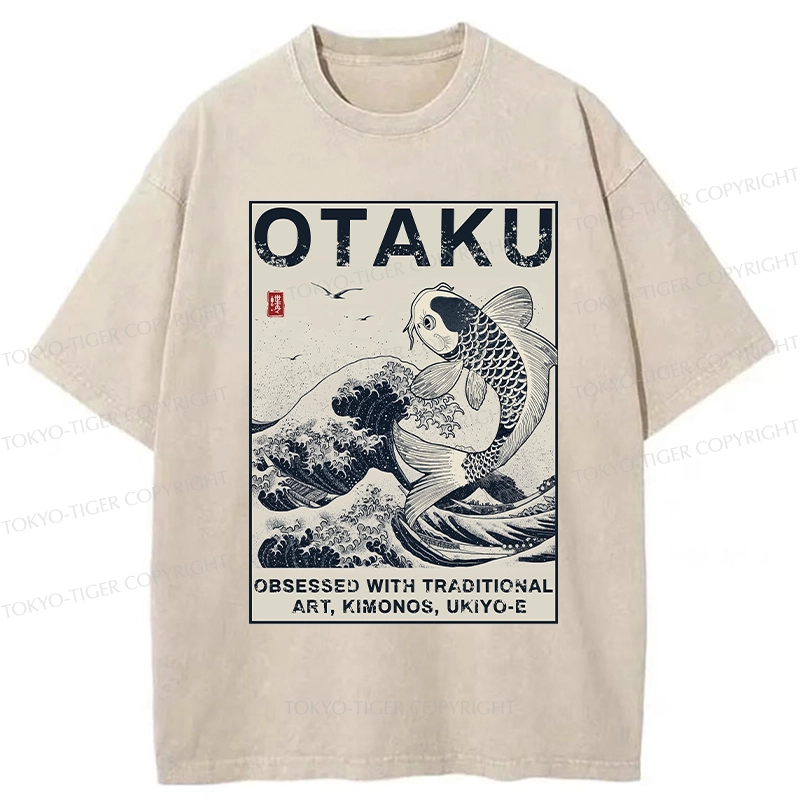 Tokyo-Tiger Otaku Traditional Ukiyo-E Washed T-Shirt