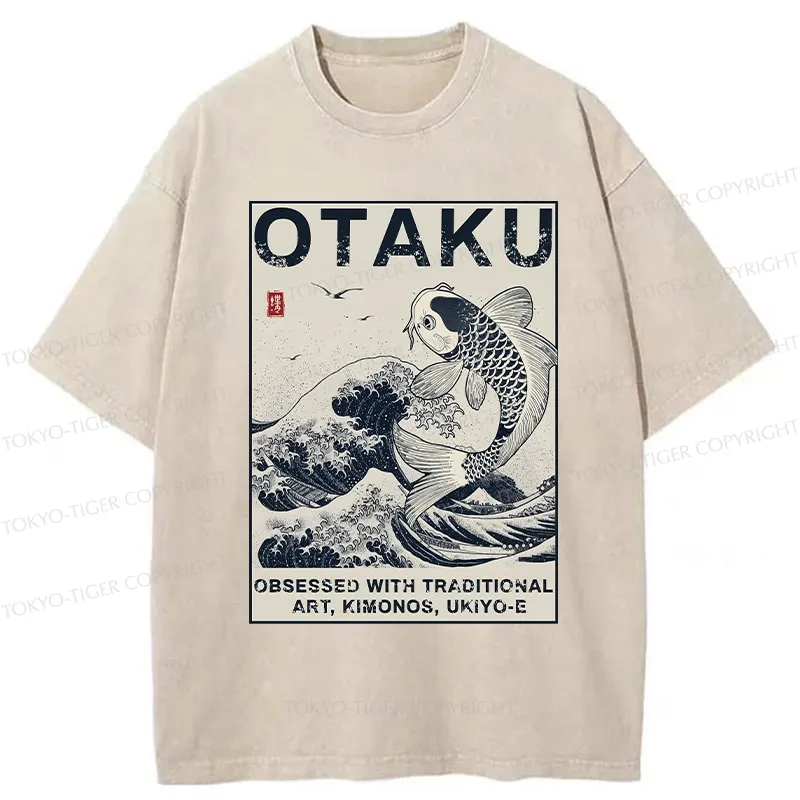 Tokyo-Tiger Otaku Traditional Ukiyo-E Washed T-Shirt