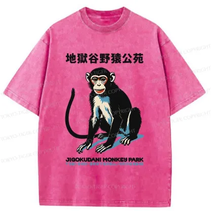 Tokyo-Tiger Japan Monkey Park Washed T-Shirt