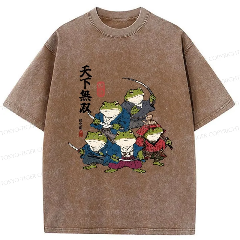 Tokyo-Tiger Five Frog Samurai Washed T-Shirt