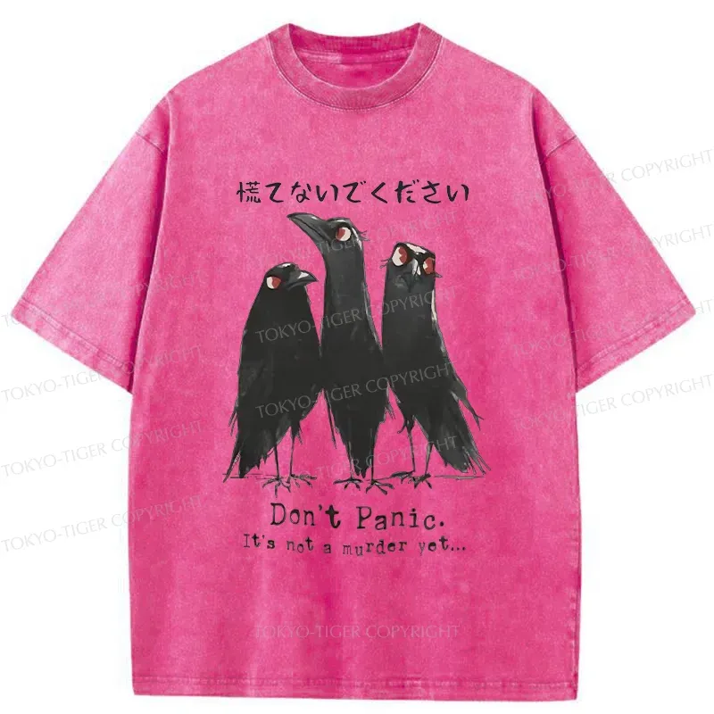 Tokyo-Tiger Funny Three Crows Washed T-Shirt