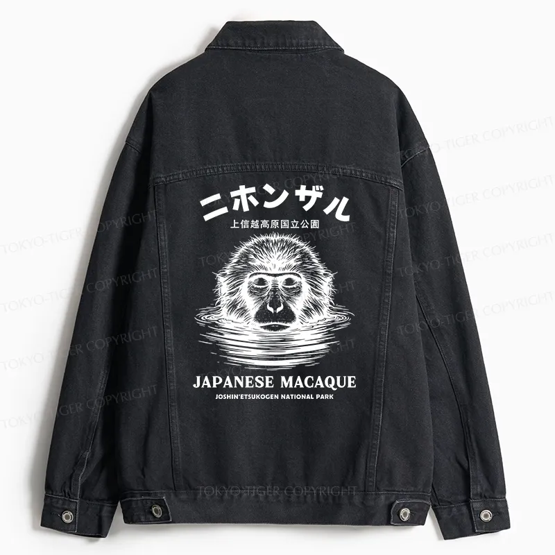 Tokyo-Tiger The Macaque Monkey In The Bath Japanese Jean Jacket