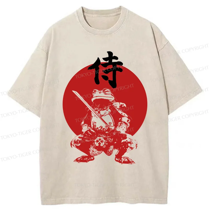 Tokyo-Tiger Mighty Samurai Frog Washed T-Shirt