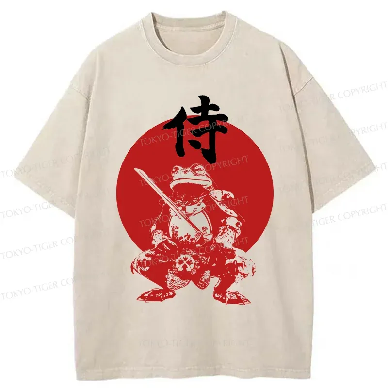 Tokyo-Tiger Mighty Samurai Frog Washed T-Shirt