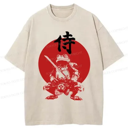 Tokyo-Tiger Mighty Samurai Frog Washed T-Shirt