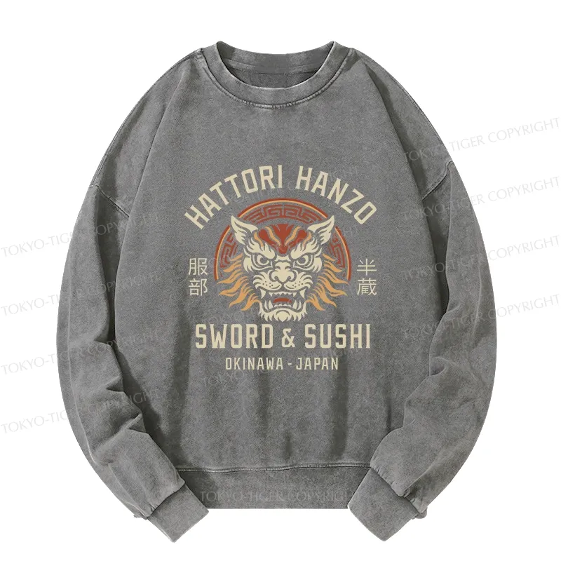 Tokyo-Tiger Hattori Lion Japanese Samurai Washed Sweatshirt