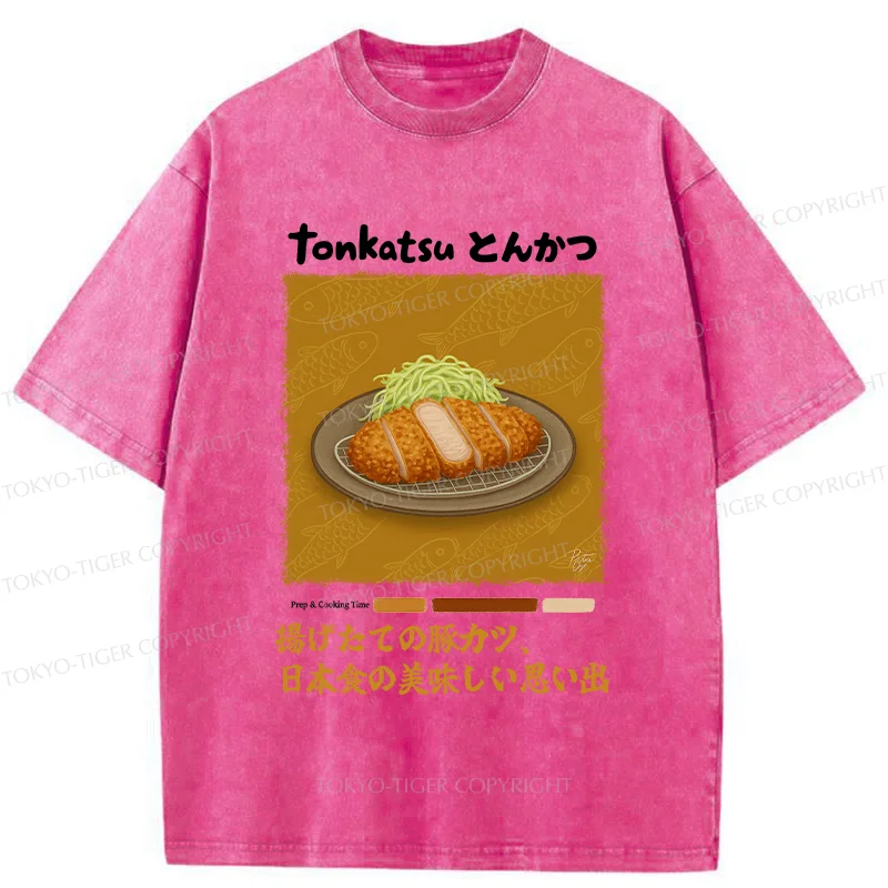 Tokyo-Tiger Delicious Fried Pork Cutlet Washed T-Shirt