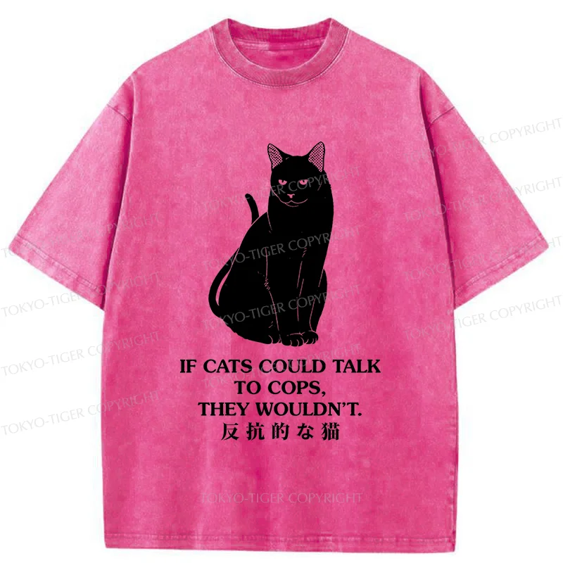 Tokyo-Tiger Rebellious Black Cat Washed T-Shirt