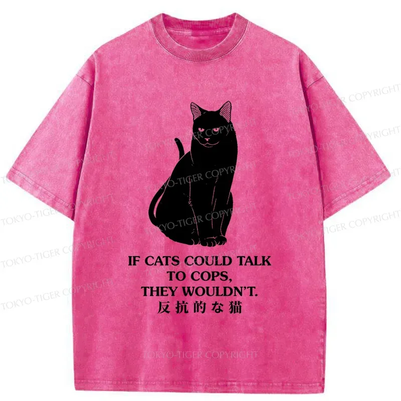 Tokyo-Tiger Rebellious Black Cat Washed T-Shirt