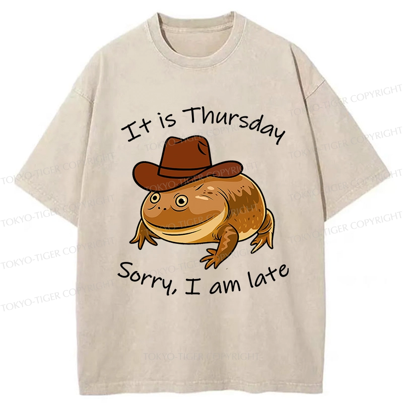 Tokyo-Tiger Funny Late Frog Washed T-Shirt