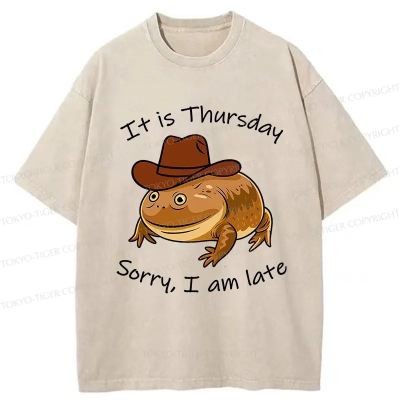 Tokyo-Tiger Funny Late Frog Washed T-Shirt