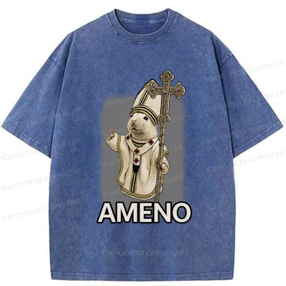 Tokyo-Tiger Papal Hamster Washed T-Shirt