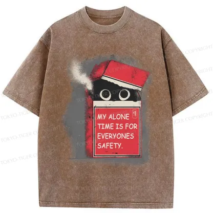 Tokyo-Tiger Funny Cat In A Cigarette Box Washed T-Shirt
