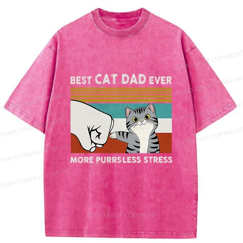 Tokyo-Tiger Funny Cat Dad Washed T-Shirt