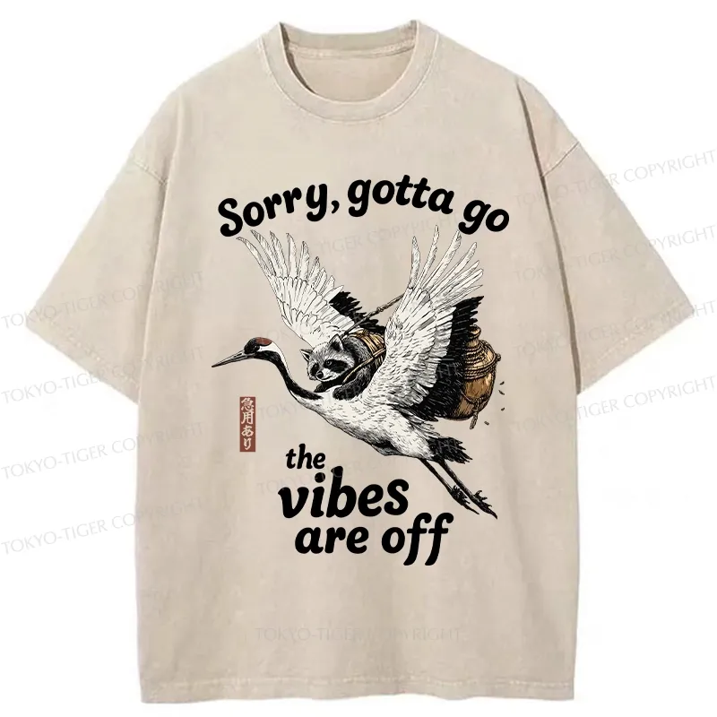 Tokyo-Tiger Raccoon Lying On The Red-Crowned Crane Washed T-Shirt